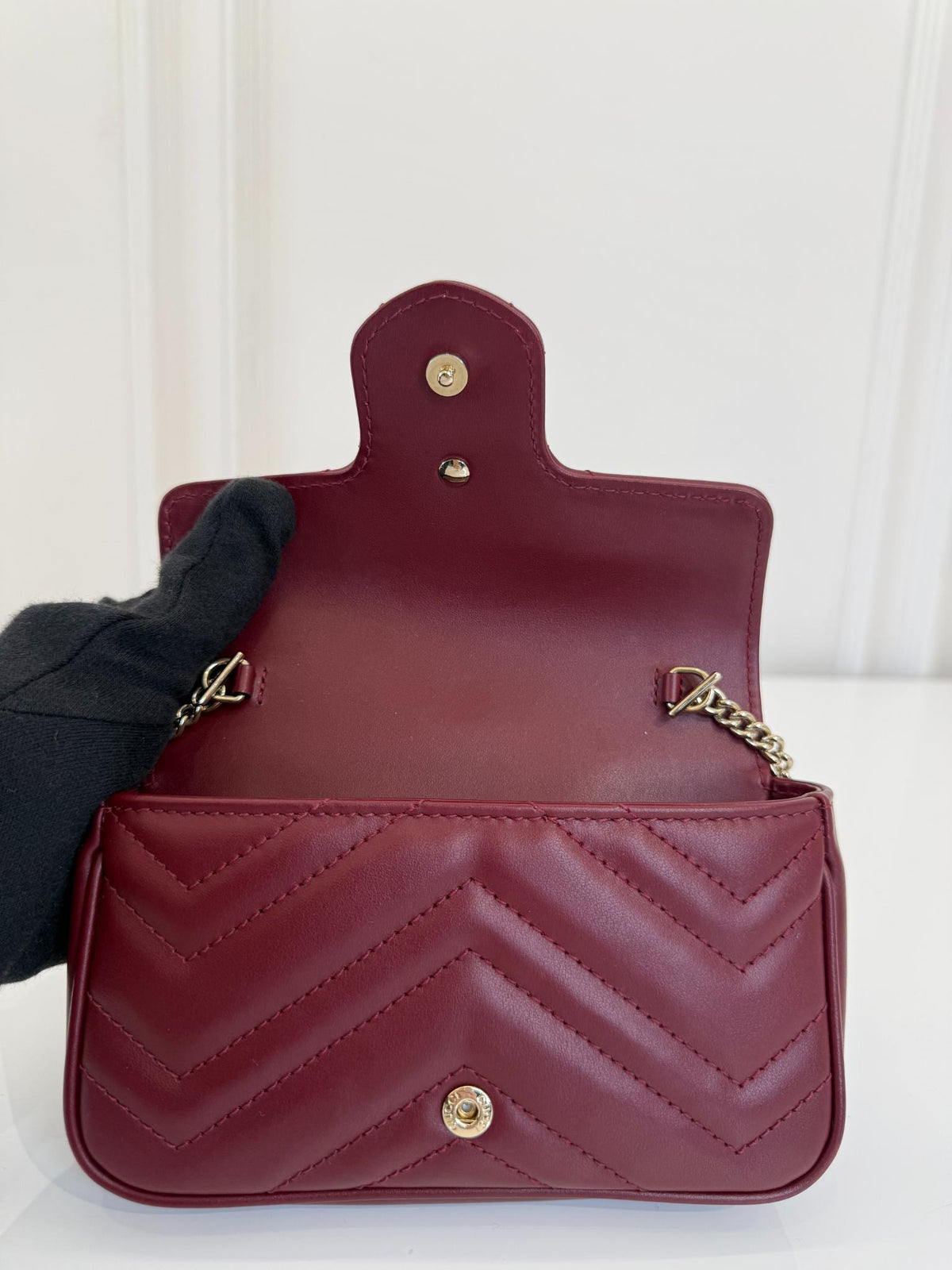 Gucci GG Marmont Rosso Ancora Leather Mini Shoulder Bag