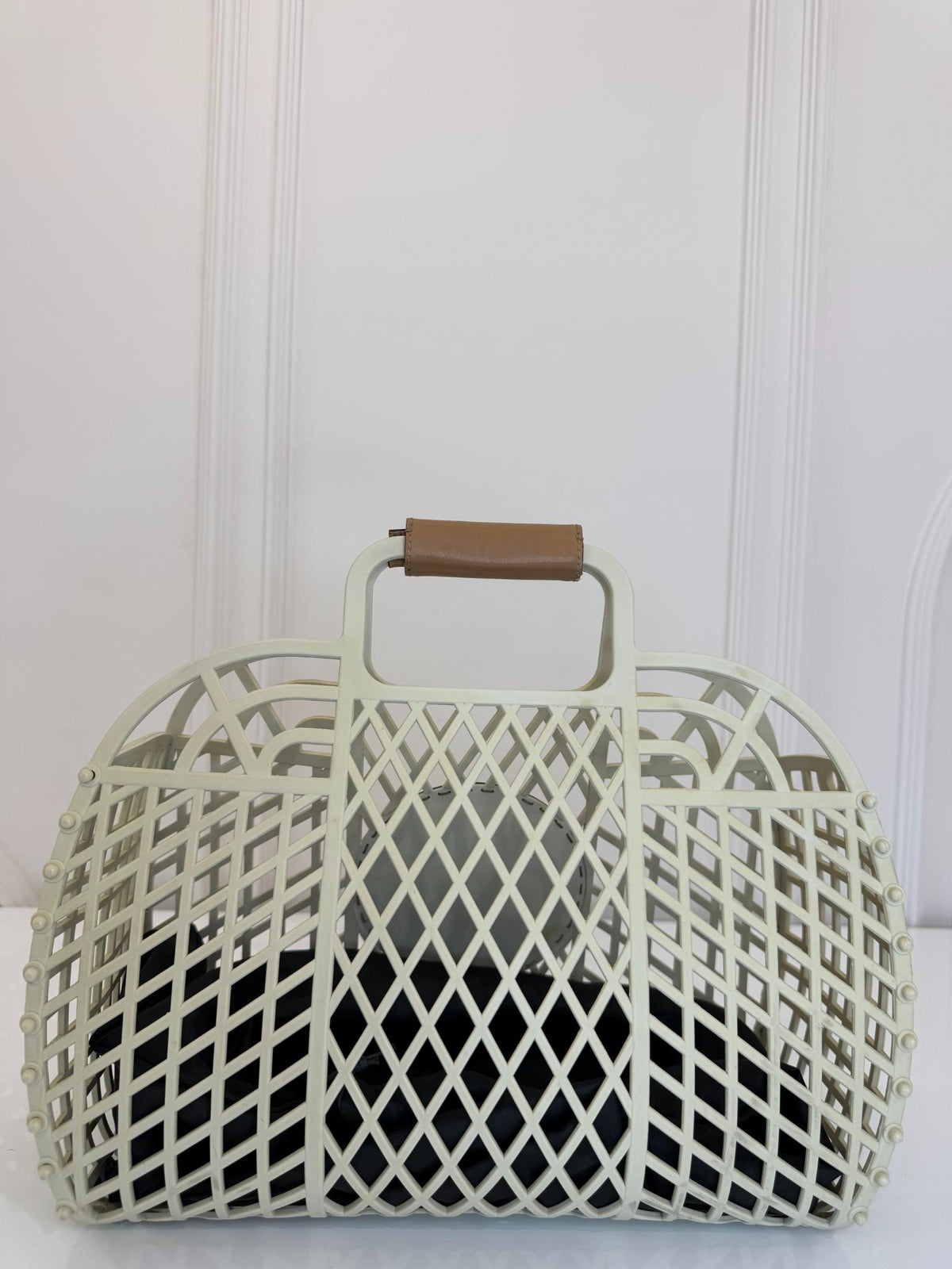 Fendi FF Logo Stamp Off White/Brown PVC Basket Bag