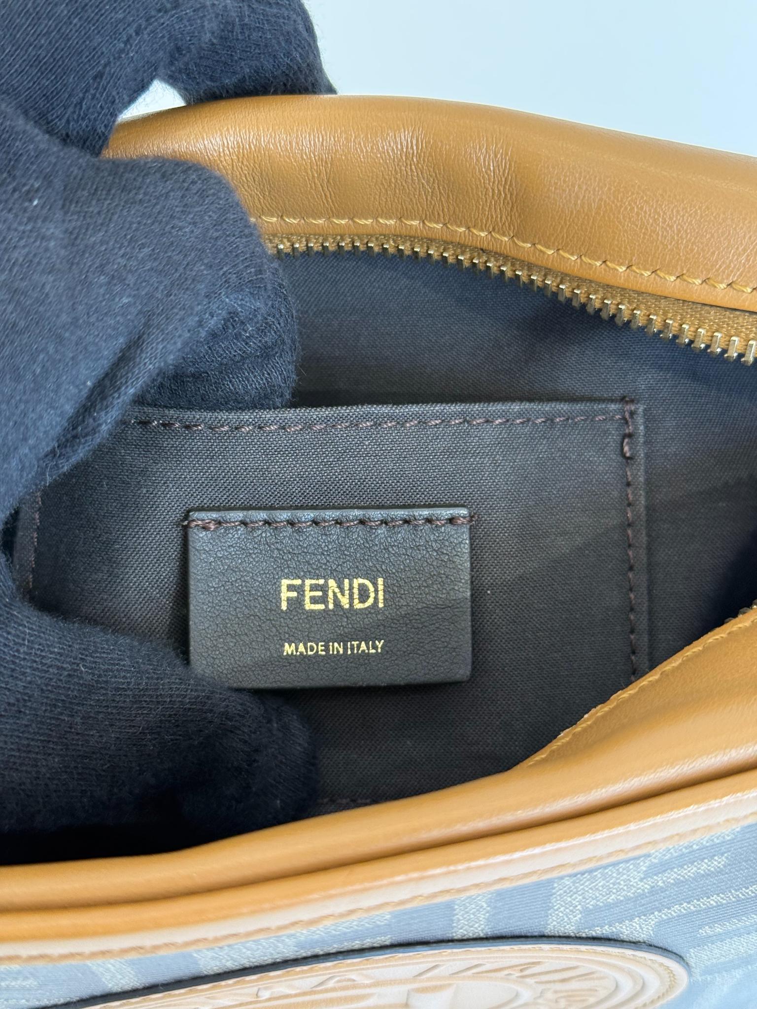 Fendi Small FF Logo Stamp Camera Bag Brown Zucca Coated Canvas