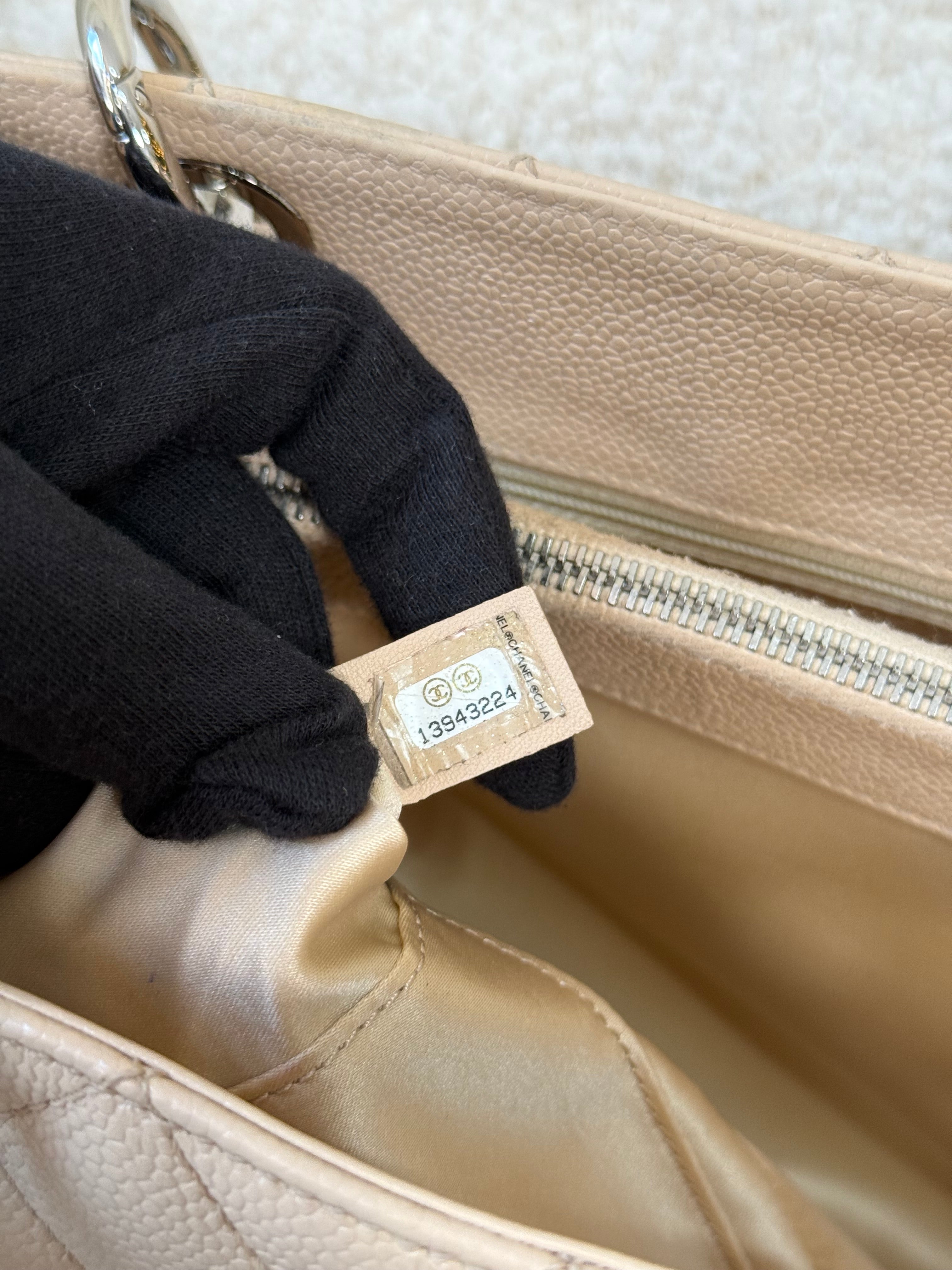 Chanel Grand Shopping Tote Beige Caviar Leather (GST)