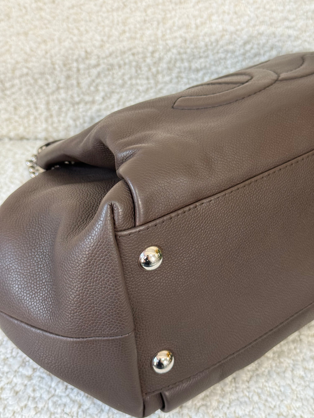 Chanel CC Brown Caviar Leather Tote Bag