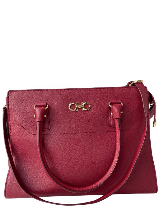 Salvatore Ferragamo Batik Medium Red Saffiano Leather Satchel