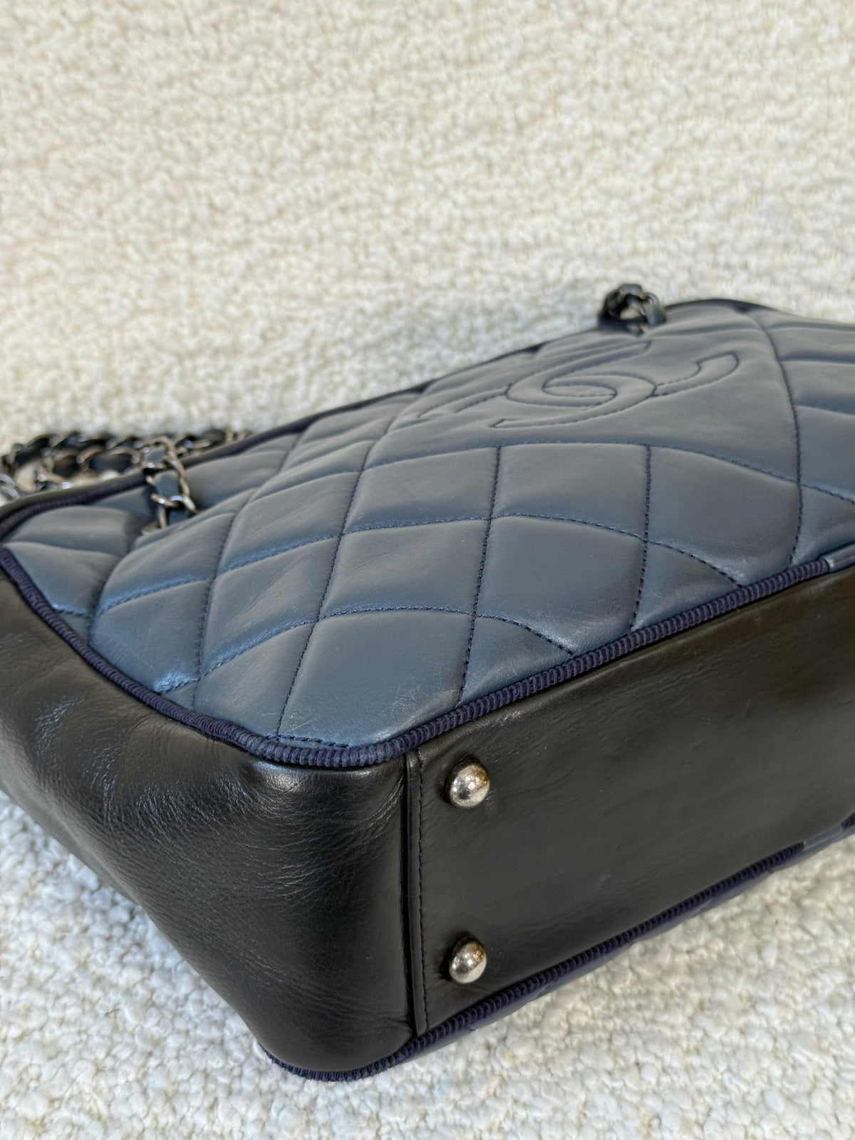 Chanel Black/Navy Quilted Calfskin Blue Ballerine Camera Bag