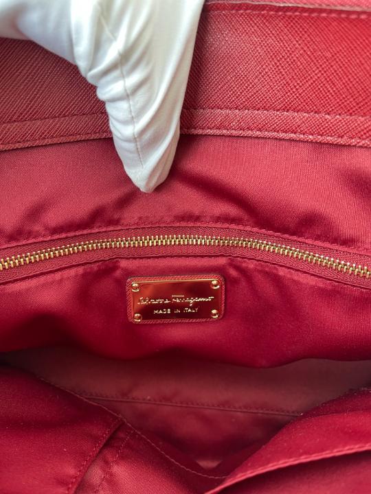 Salvatore Ferragamo Batik Medium Red Saffiano Leather Satchel