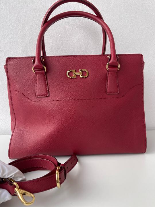 Salvatore Ferragamo Batik Medium Red Saffiano Leather Satchel