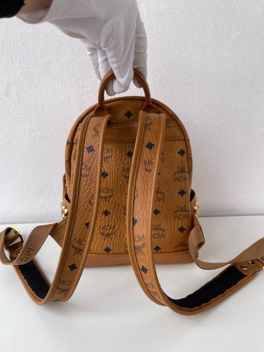 MCM Stark Mini Monogram Coated Canvas Backpack