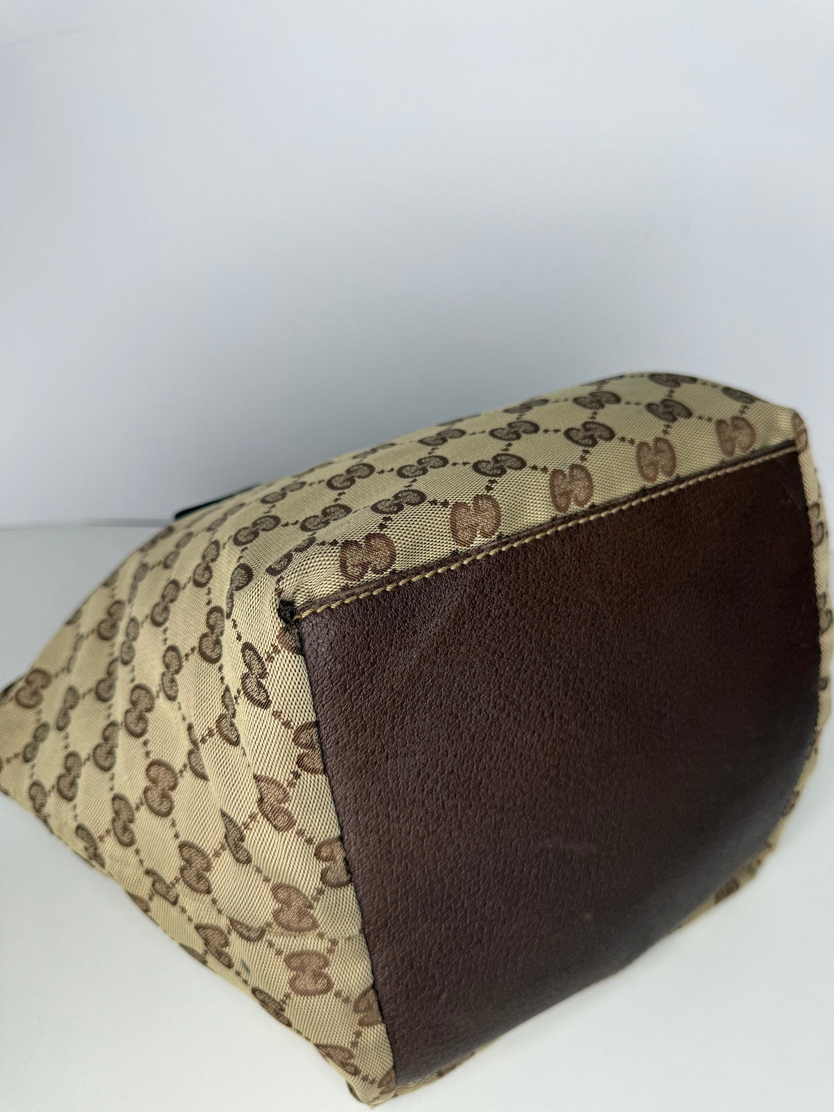 Gucci Beige/Brown GG Canvas and Leather Web Handle Tote