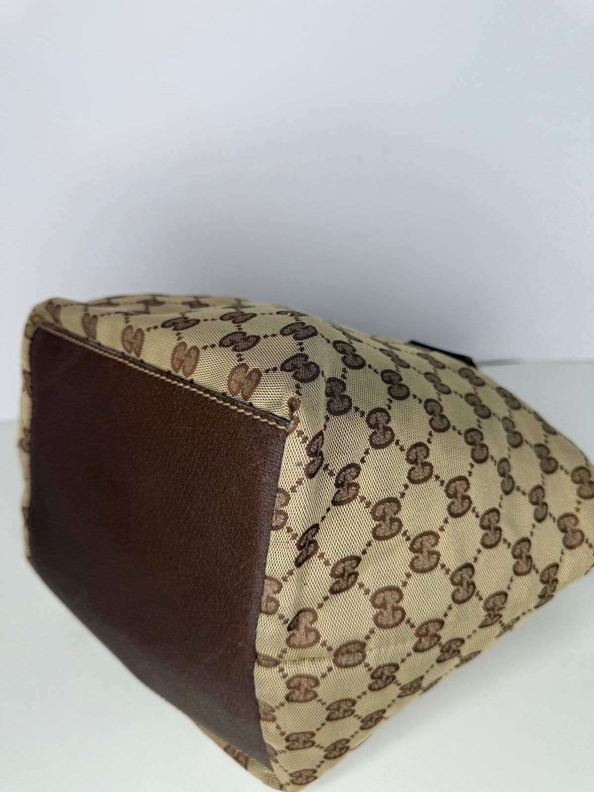Gucci Beige/Brown GG Canvas and Leather Web Handle Tote