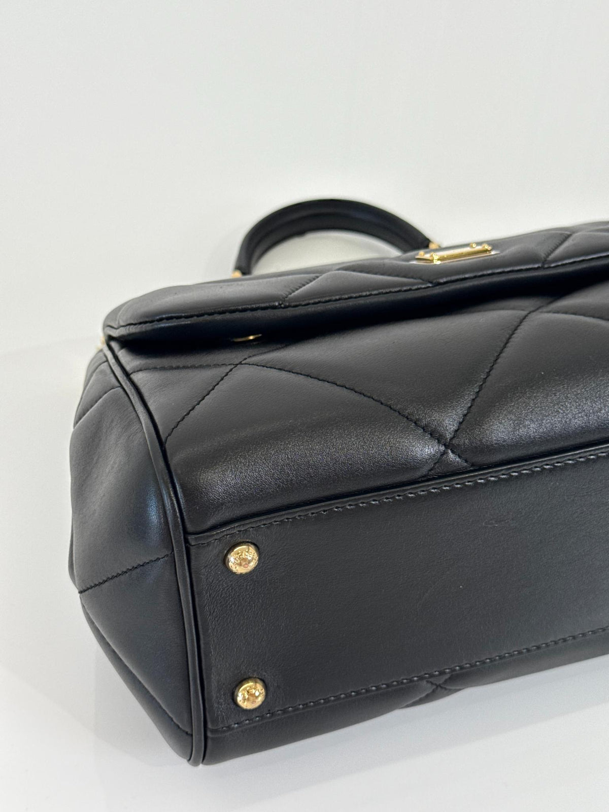 Dolce Gabbana Medium Miss Sicily Aria Black Calfskin Matelassé Top Handle Bag