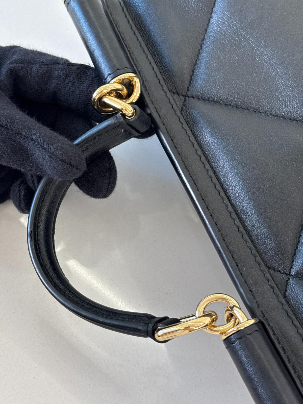 Dolce Gabbana Medium Miss Sicily Aria Black Calfskin Matelassé Top Handle Bag