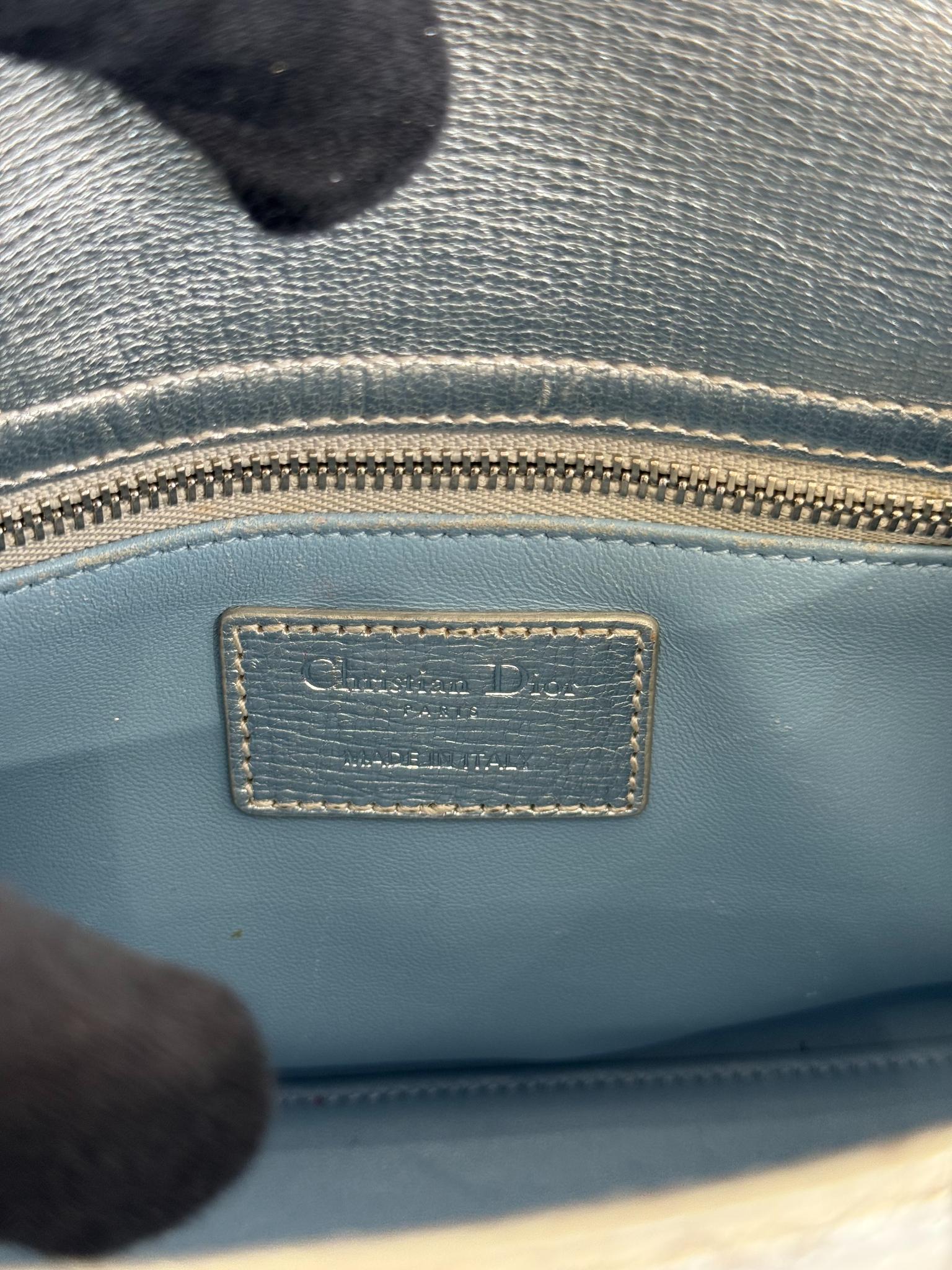 Christian Dior Silver Cannage Quilted Lambskin Leather Small Lady Dior Bag