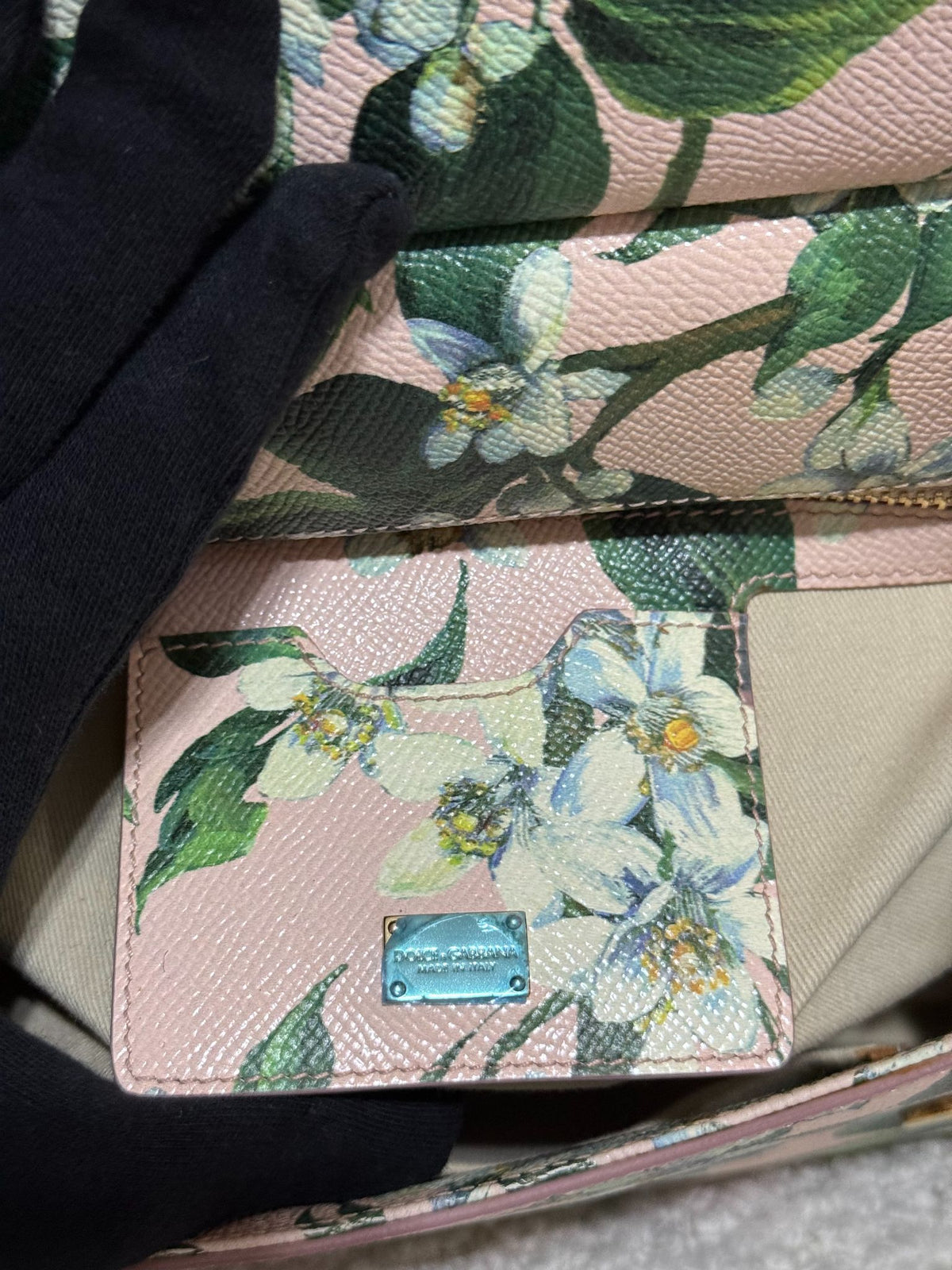 Dolce Gabbana Medium Miss Sicily Pink Dauphine Leather Floral Top Handle Bag