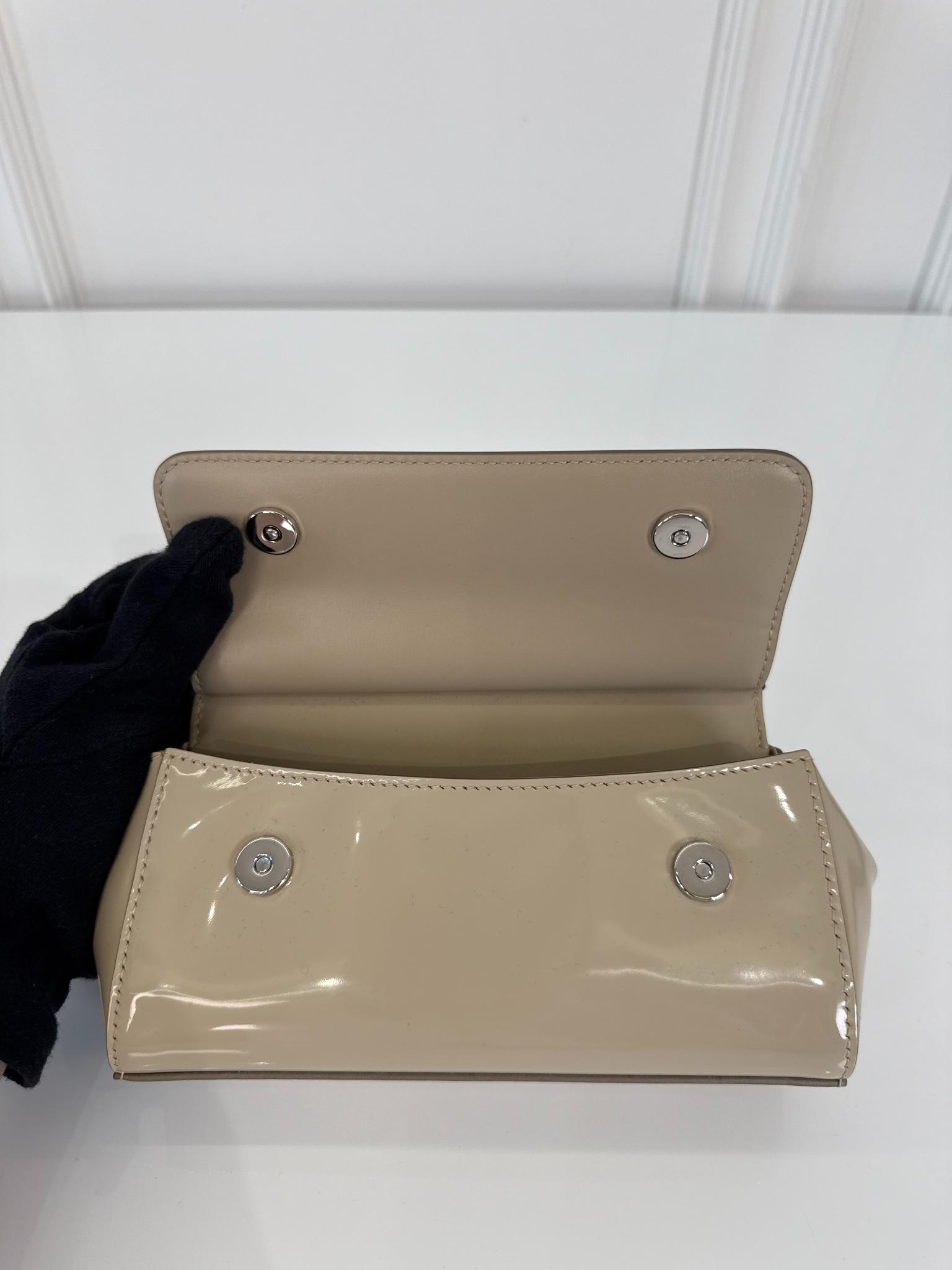 Dolce Gabbana Glossy Beige Mini Miss Sicily Top Handle Bag