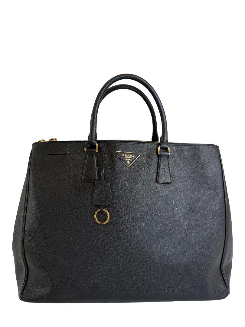 Prada Saffiano Large Galleria Double Zip Tote Black