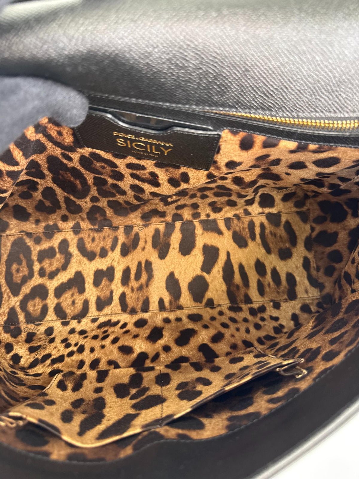Dolce Gabbana Extra Large Miss Sicily Black Leather Top Handle Bag