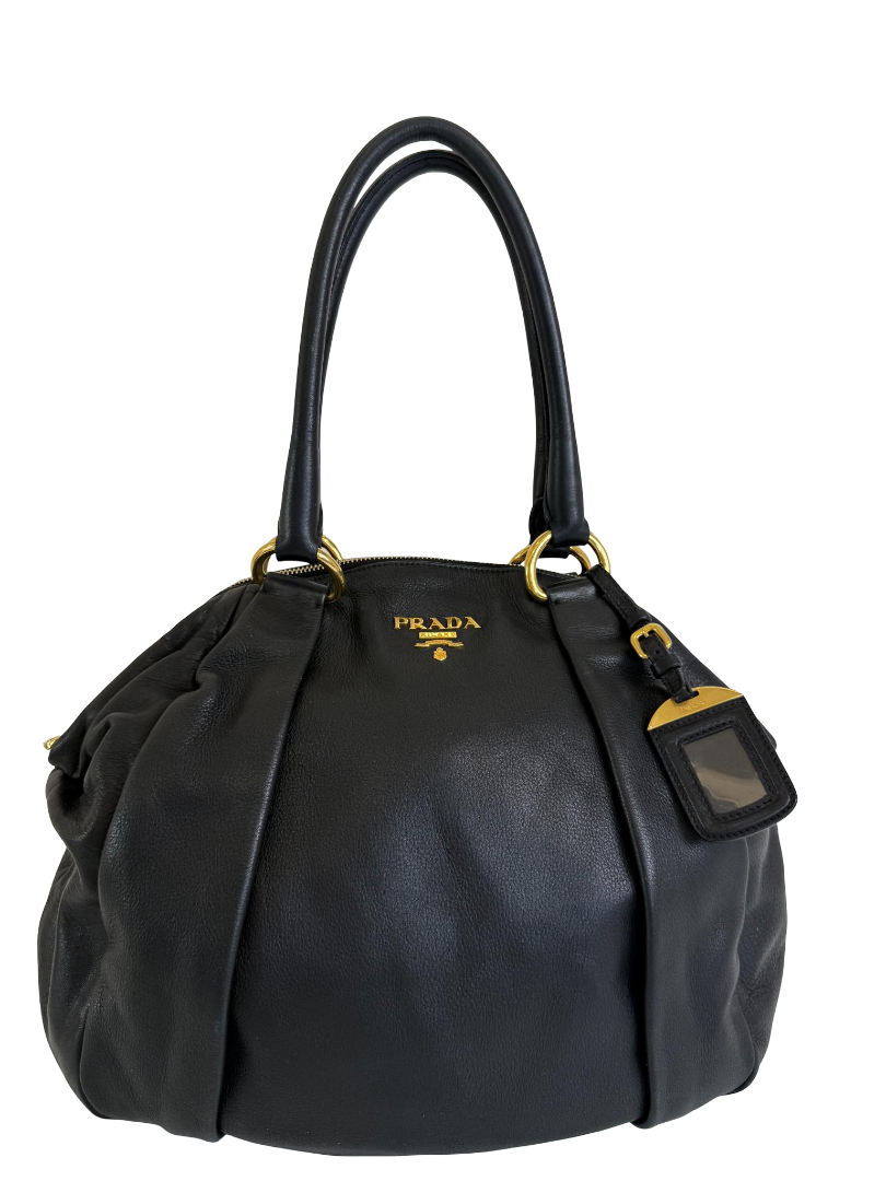 Prada Black Deerskin Cervo Antik Bowler Bag