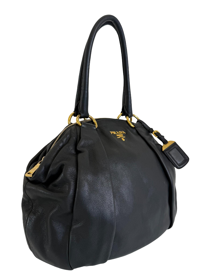 Prada Black Deerskin Cervo Antik Bowler Bag
