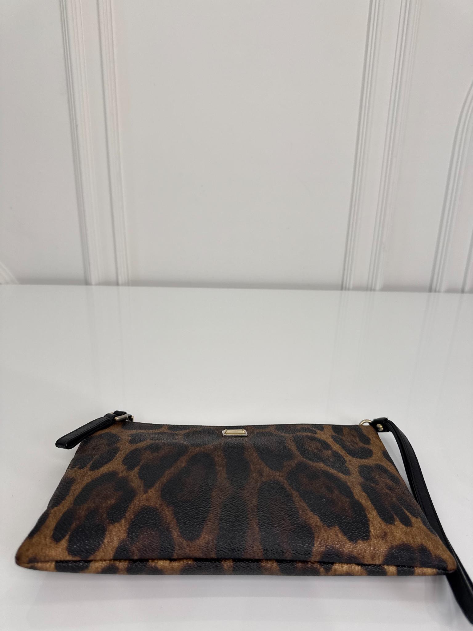 Dolce Gabbana Leopard Print Wristlet Clutch