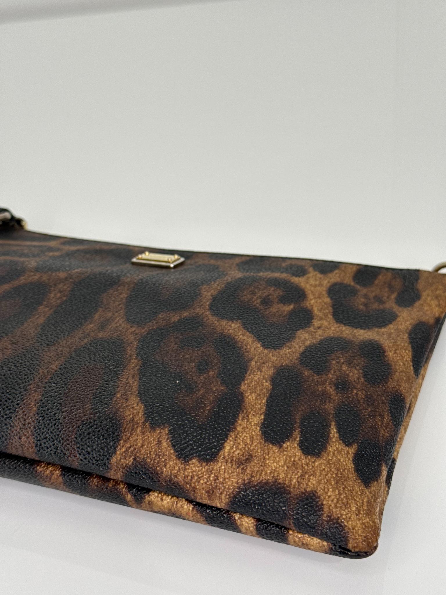 Dolce Gabbana Leopard Print Wristlet Clutch