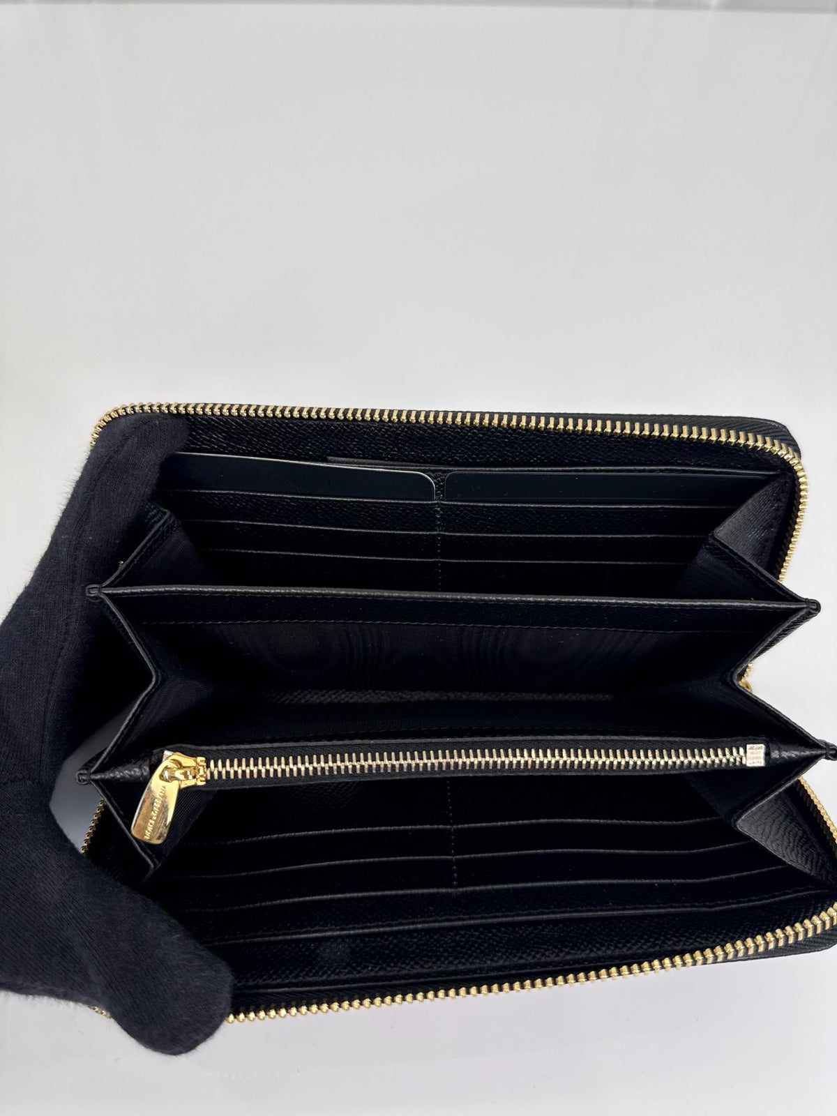 Dolce Gabbana DG Family Dauphine Leather Zip Around Wallet