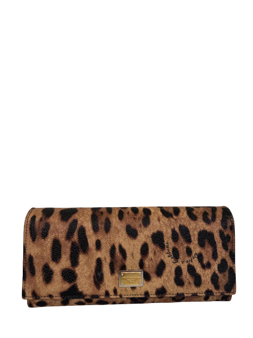 Dolce Gabbana Leopard Print Leather Continental Wallet