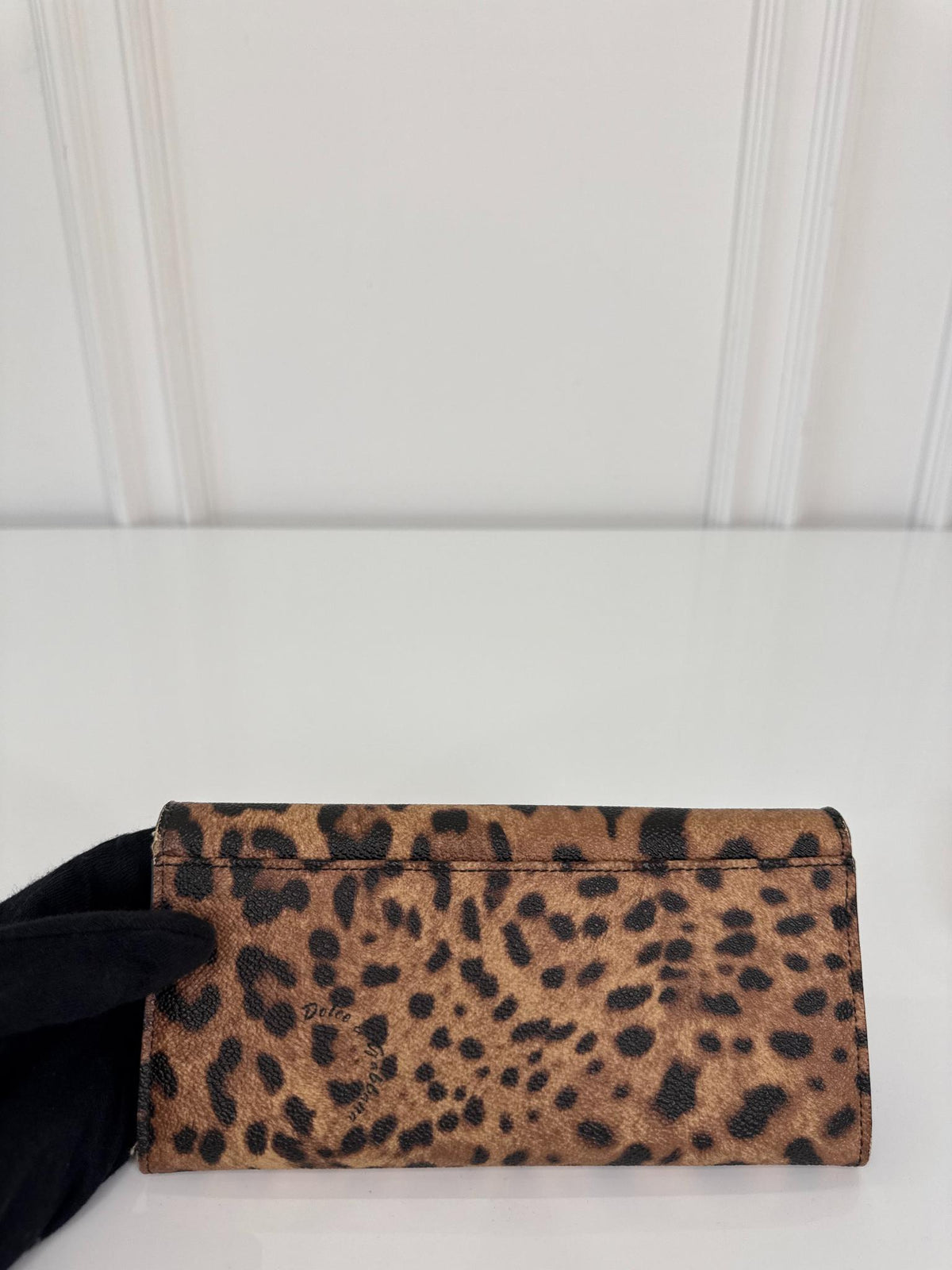 Dolce Gabbana Leopard Print Leather Continental Wallet