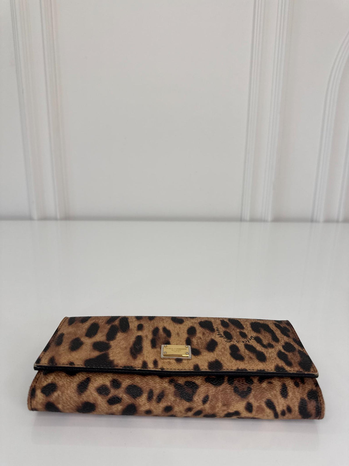 Dolce Gabbana Leopard Print Leather Continental Wallet