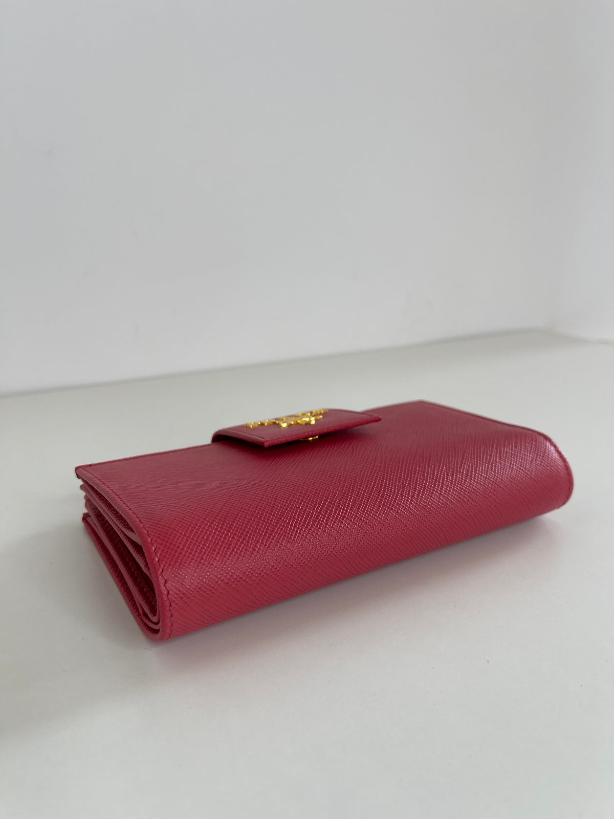 Prada Saffiano Metal Medium Pink Peonia Wallet