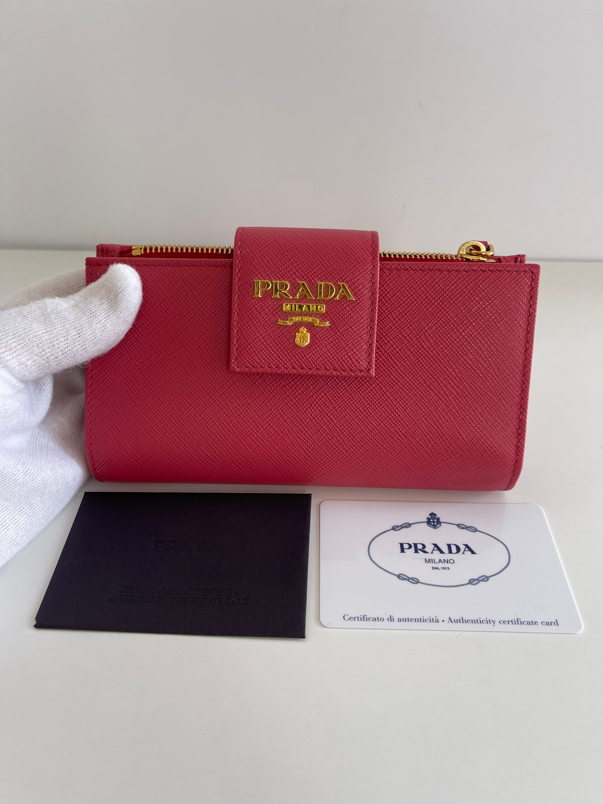 Prada Saffiano Metal Medium Pink Peonia Wallet