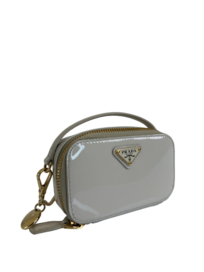 Prada Ivory Patent Leather Mini Pouch