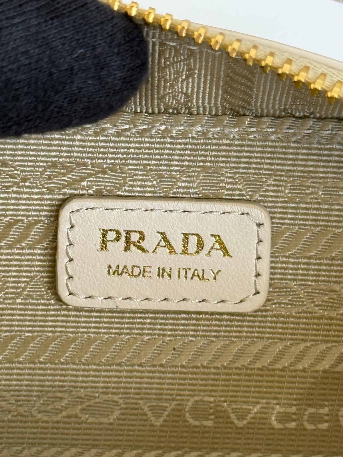 Prada Ivory Patent Leather Mini Pouch