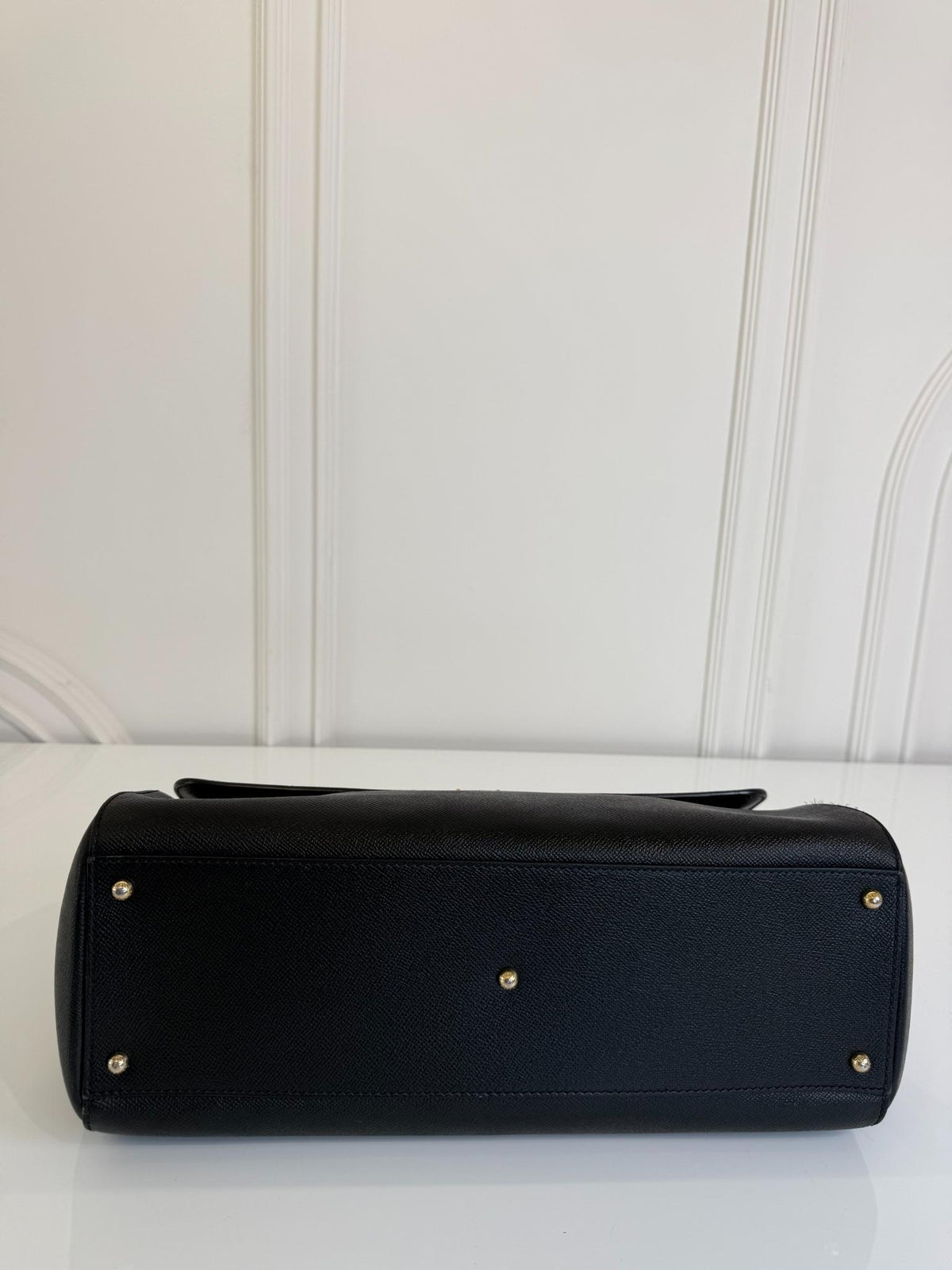 Dolce Gabbana Extra Large Miss Sicily Black Leather Top Handle Bag