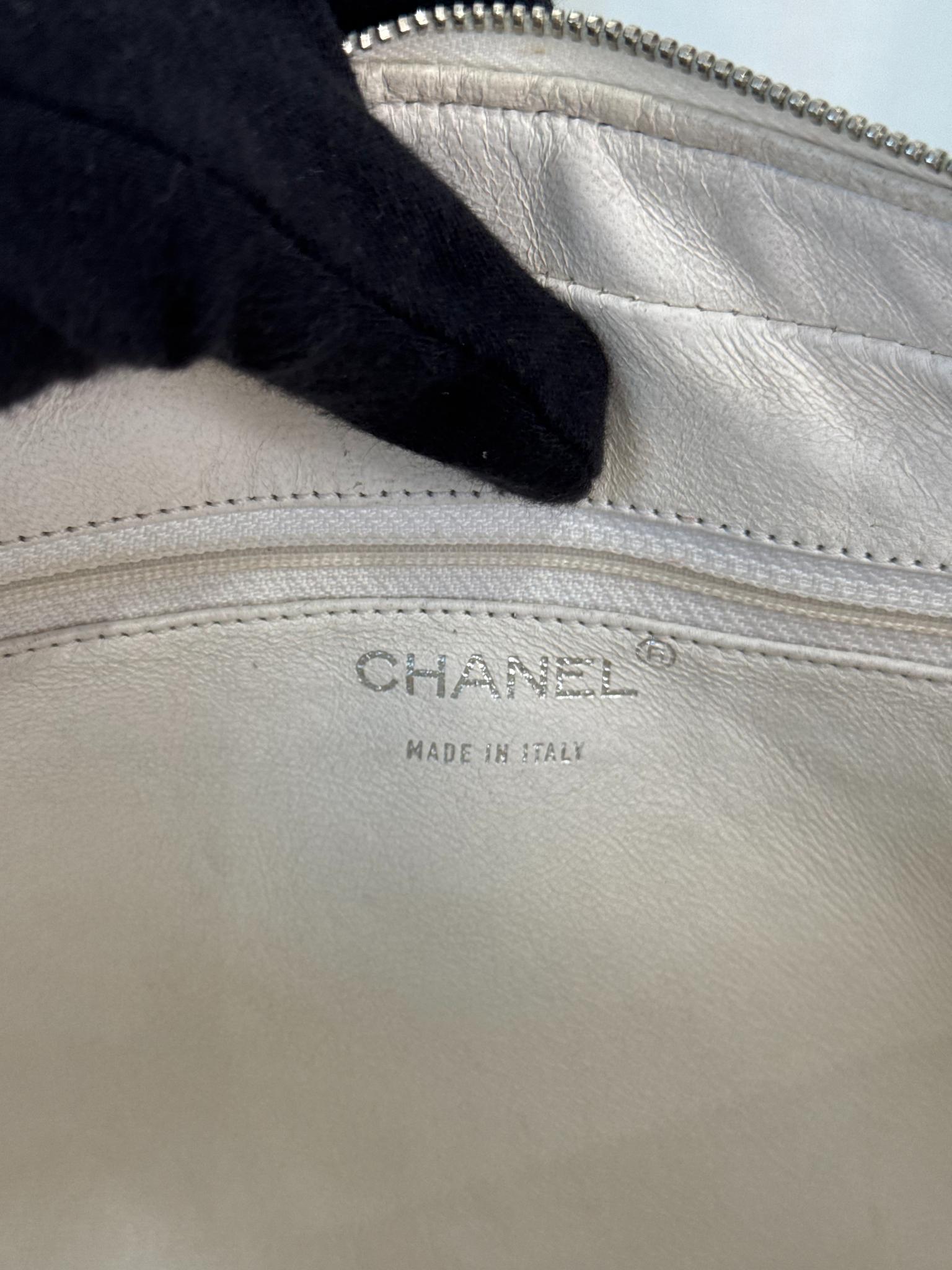 Chanel Lambskin Stitched Chocolate Bar White Shoulder Bag