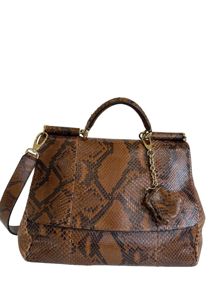 Dolce Gabbana Sicily Python Leather Handbag