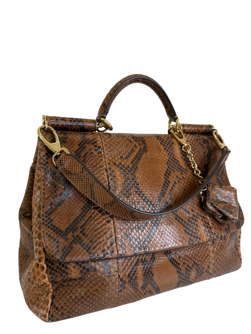 Dolce Gabbana Sicily Python Leather Handbag