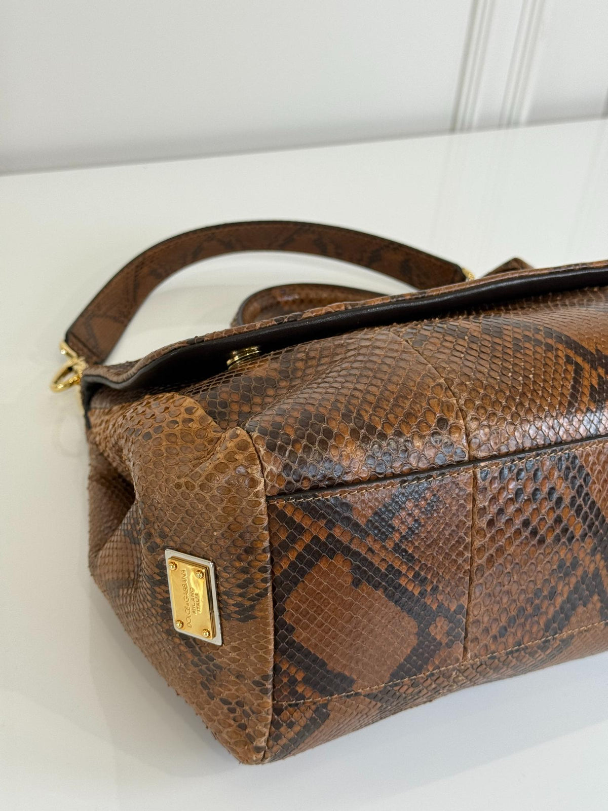 Dolce Gabbana Sicily Python Leather Handbag