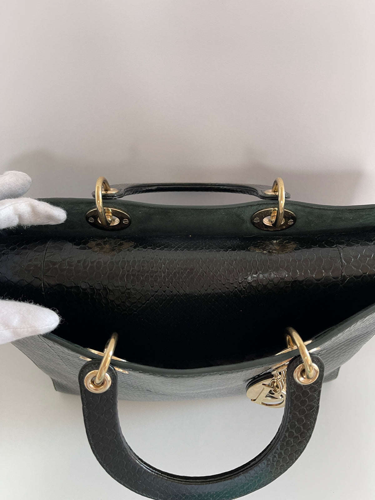 Christian Dior Limited Edition Large Lady Dior Black Python Bag