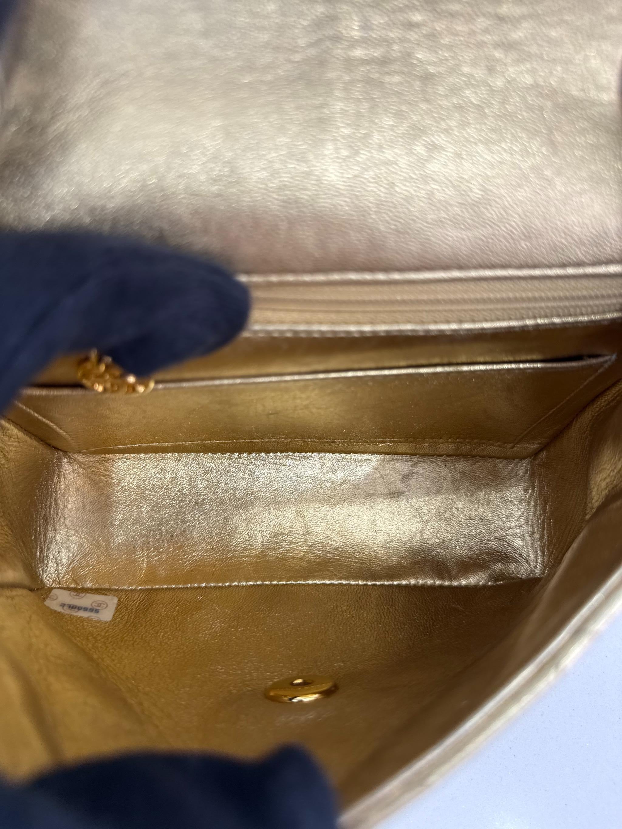 Chanel Vintage Classic Mini Square Metallic Gold Lambskin 24K Gold Plated