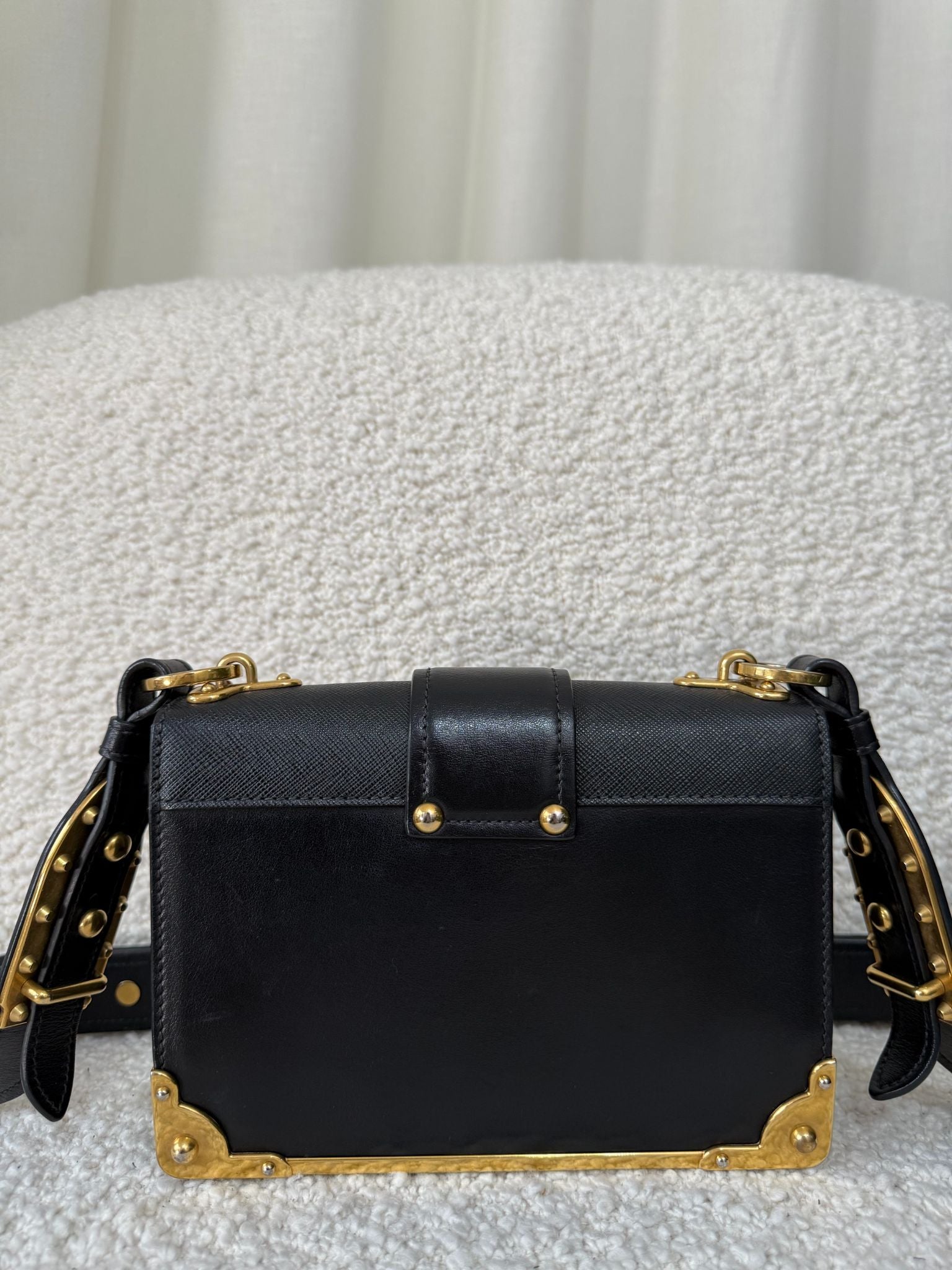 Prada Cahier Black Saffiano Leather Flap Shoulder Bag