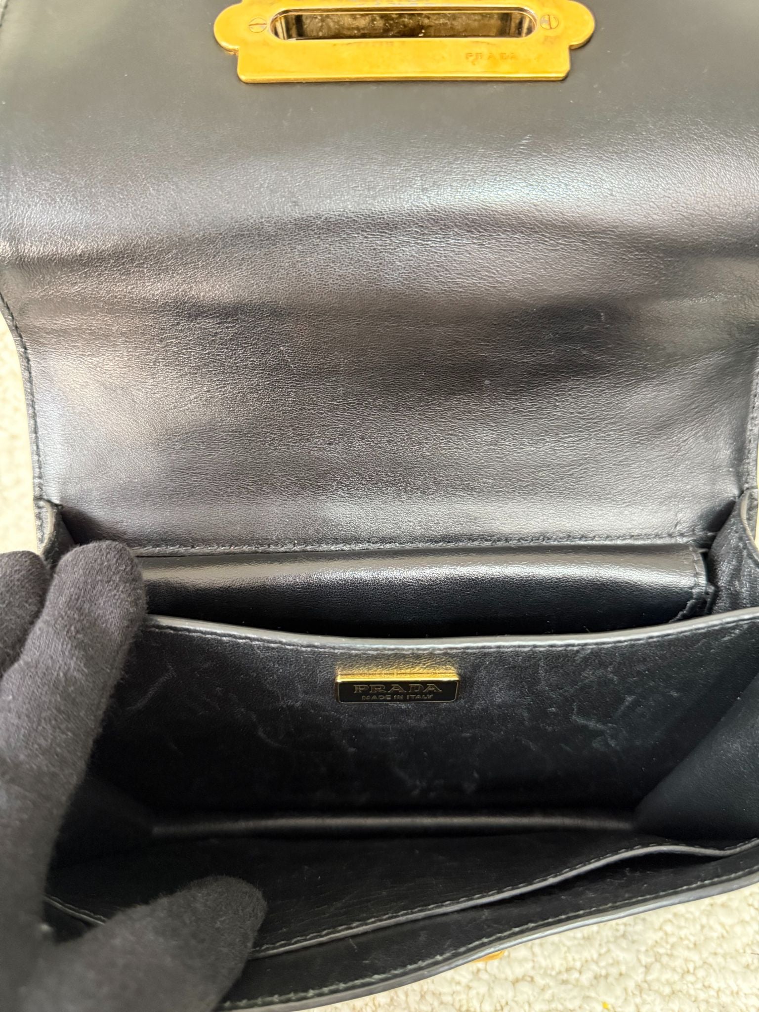 Prada Cahier Black Saffiano Leather Flap Shoulder Bag