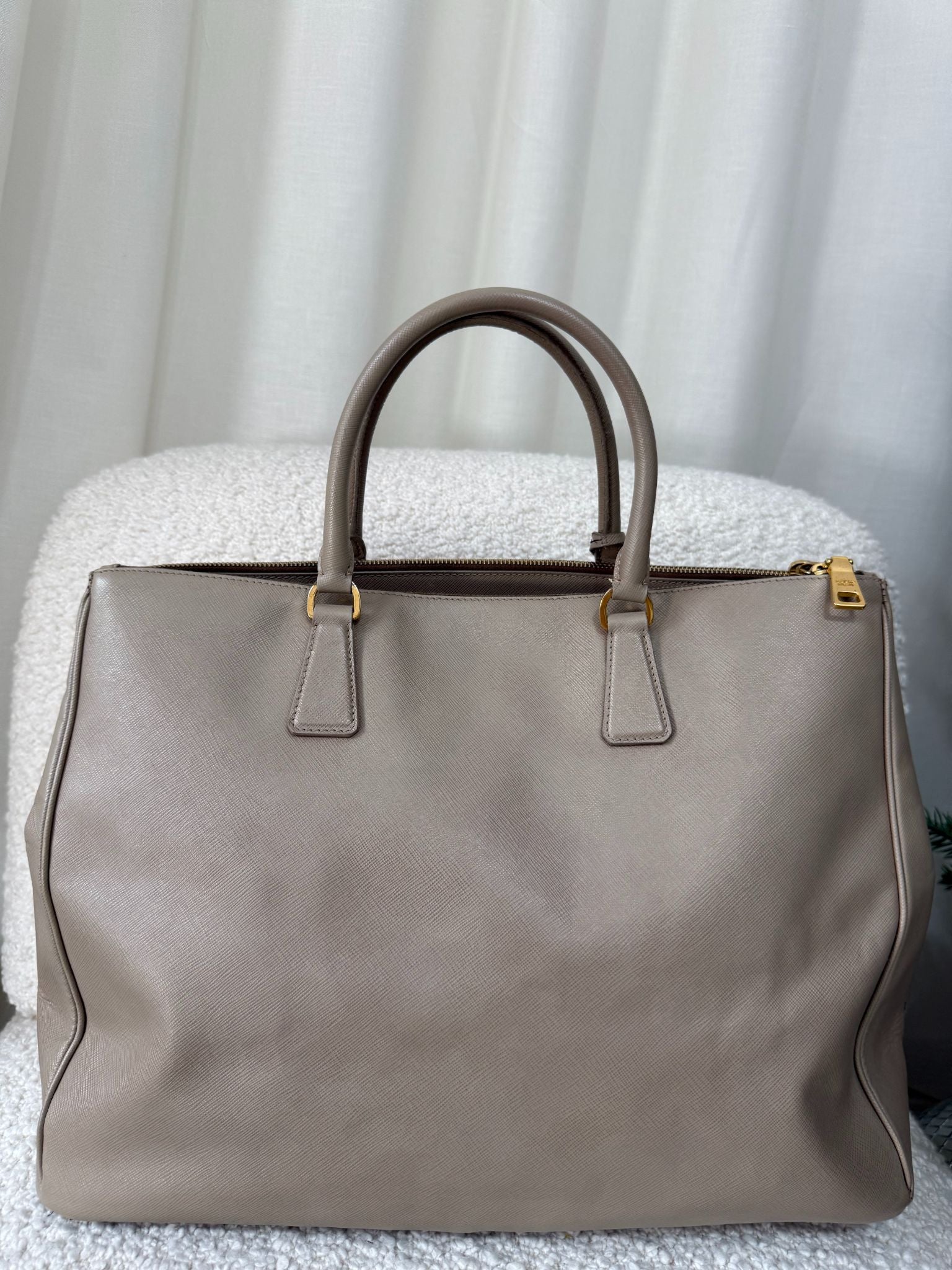 Prada Galleria Large Grey Saffiano Leather Double Zip Tote