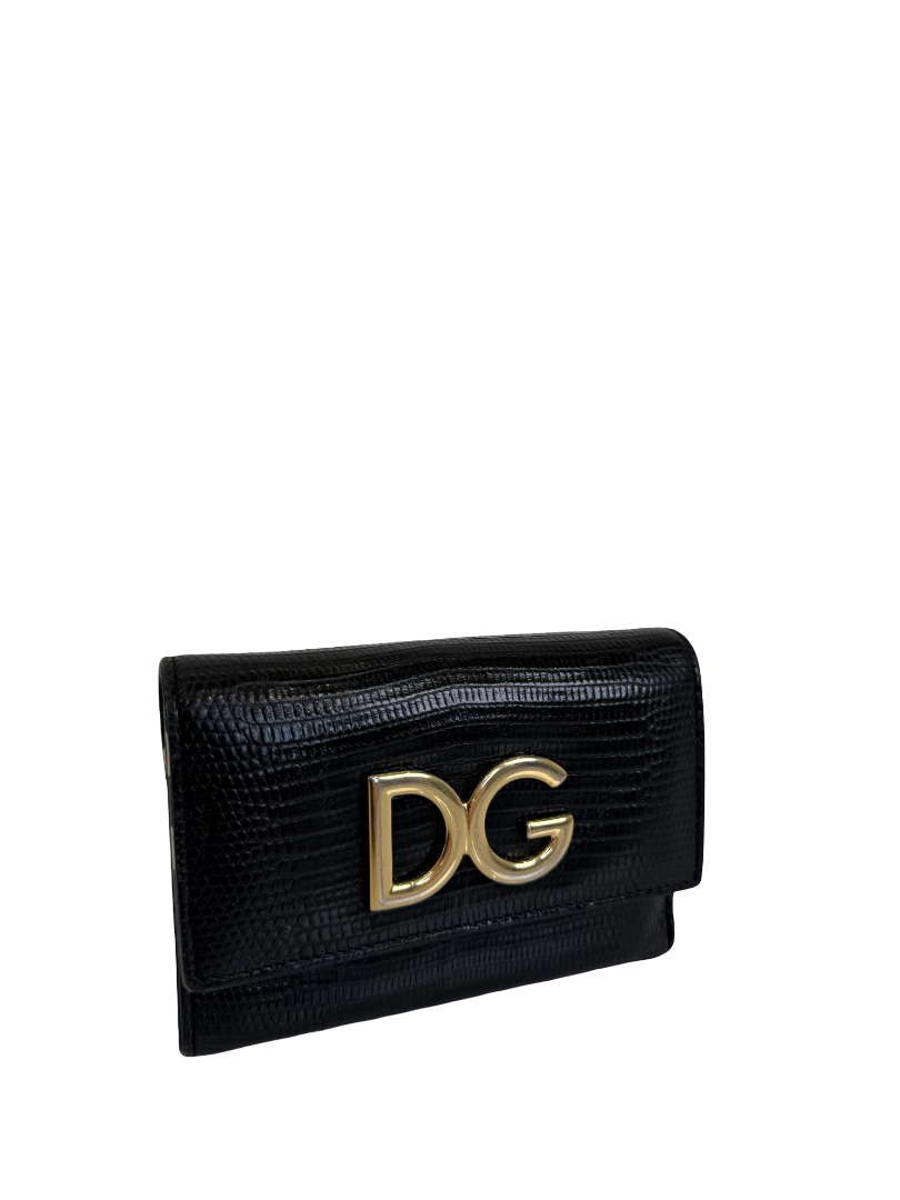 Dolce Gabbana Tri-fold Wallet Iguana Embossed Leather
