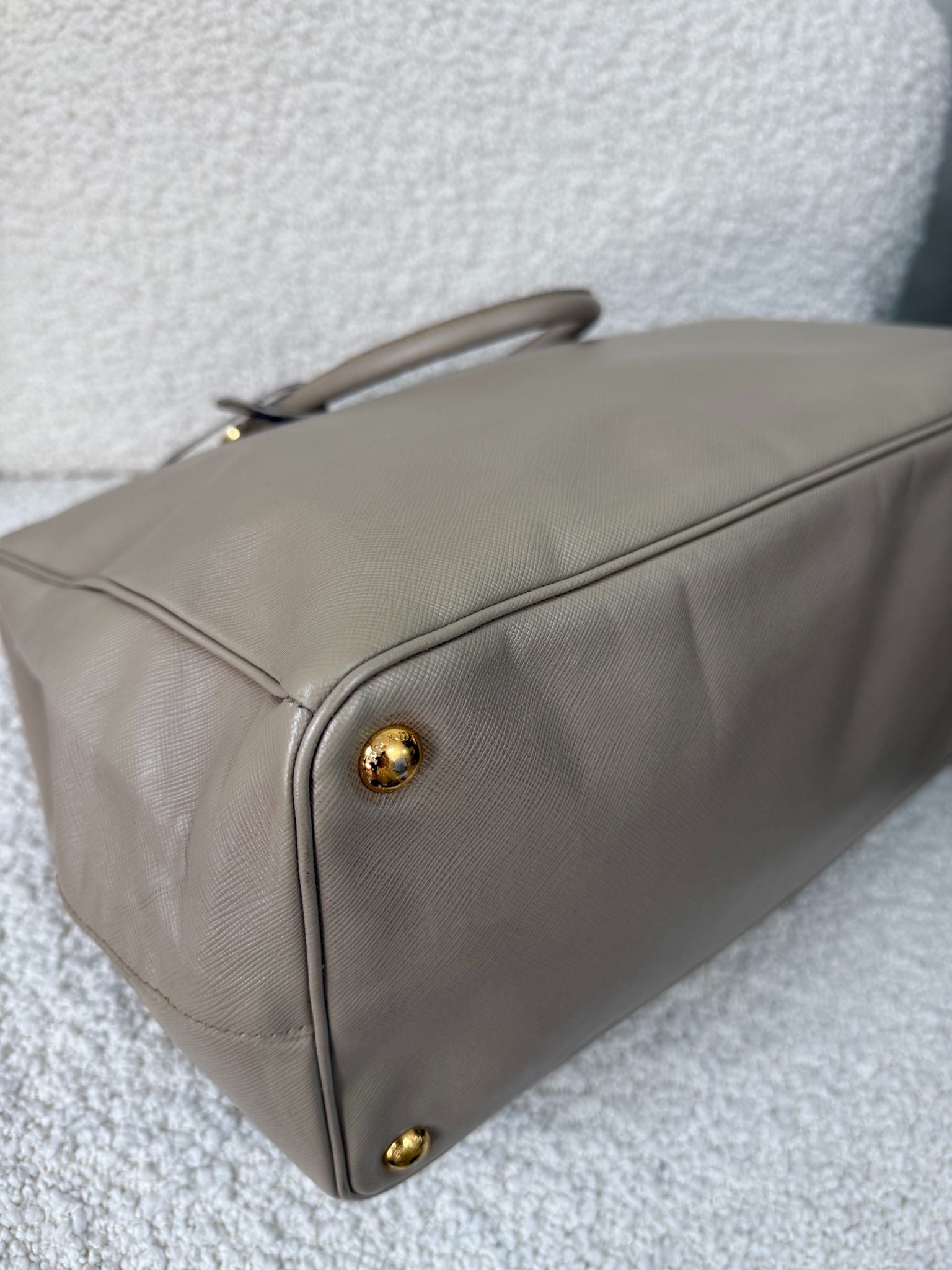 Prada Galleria Large Grey Saffiano Leather Double Zip Tote