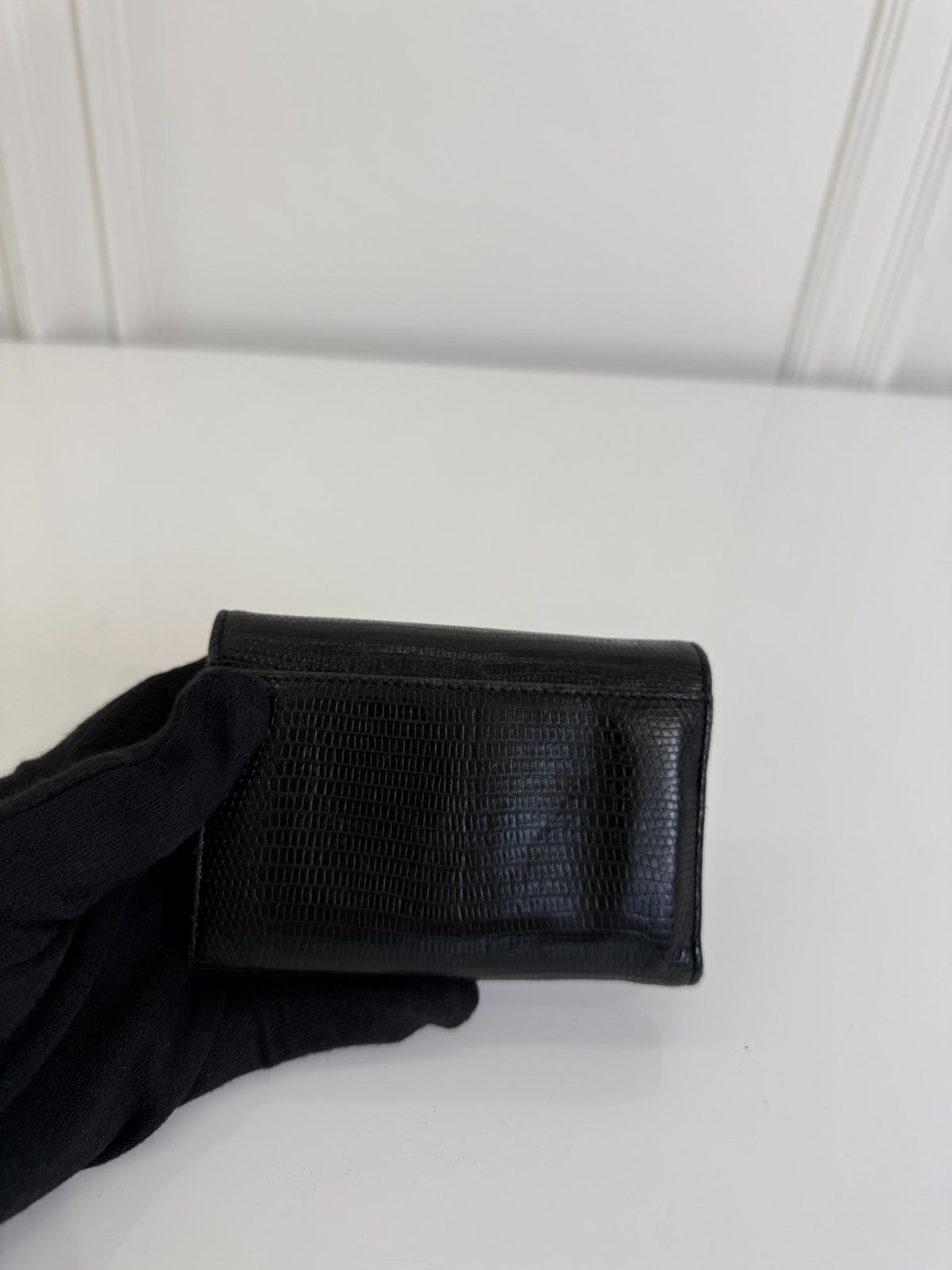 Dolce Gabbana Tri-fold Wallet Iguana Embossed Leather