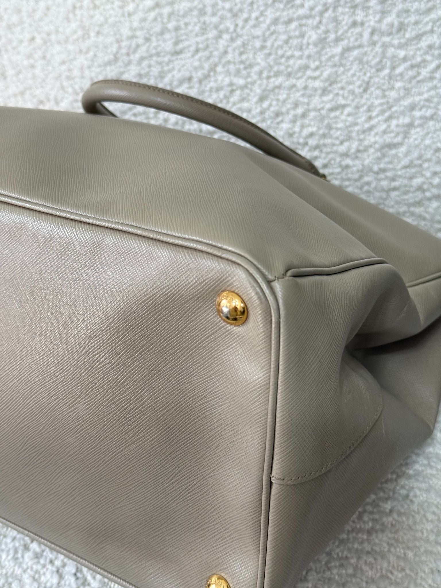 Prada Galleria Large Grey Saffiano Leather Double Zip Tote