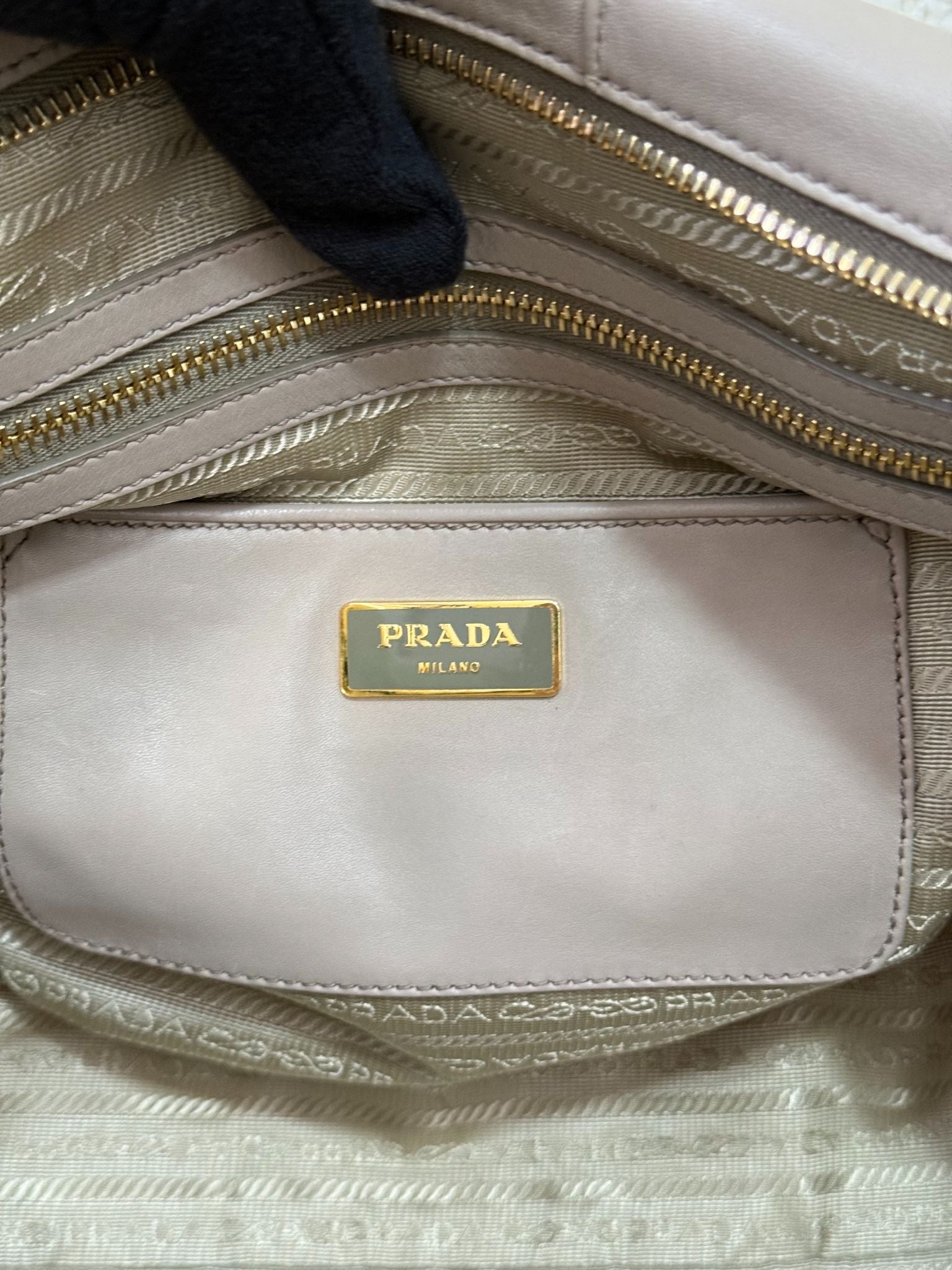 Prada Pomice Beige Soft Leather Shoulder Bag with Tortoiseshell Chain