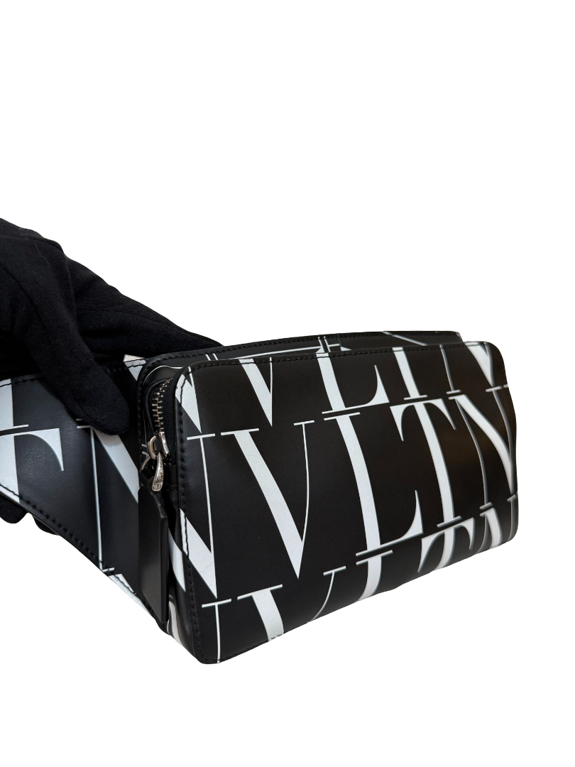 Valentino Garavani VLTN Men's Belt Bag Black/White Calfskin Leather