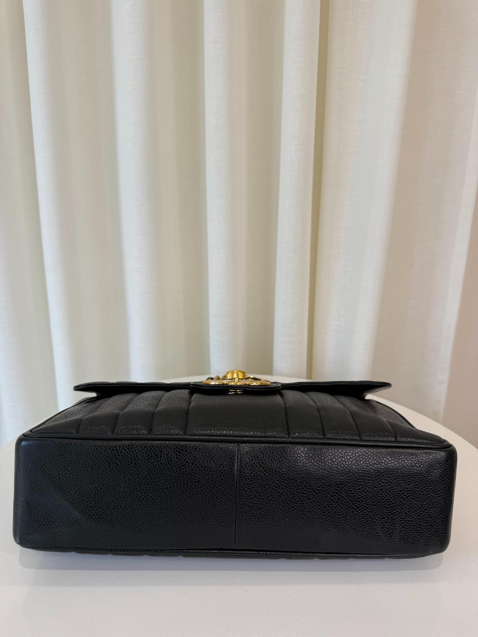 Chanel Vintage Black Caviar Mademoiselle Jumbo Classic Flap Bag GHW