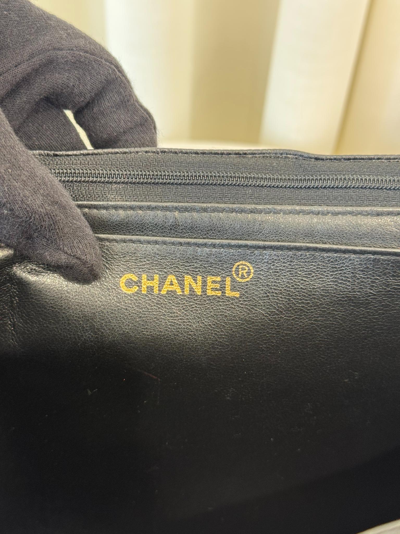 Chanel Vintage Black Caviar Mademoiselle Jumbo Classic Flap Bag GHW