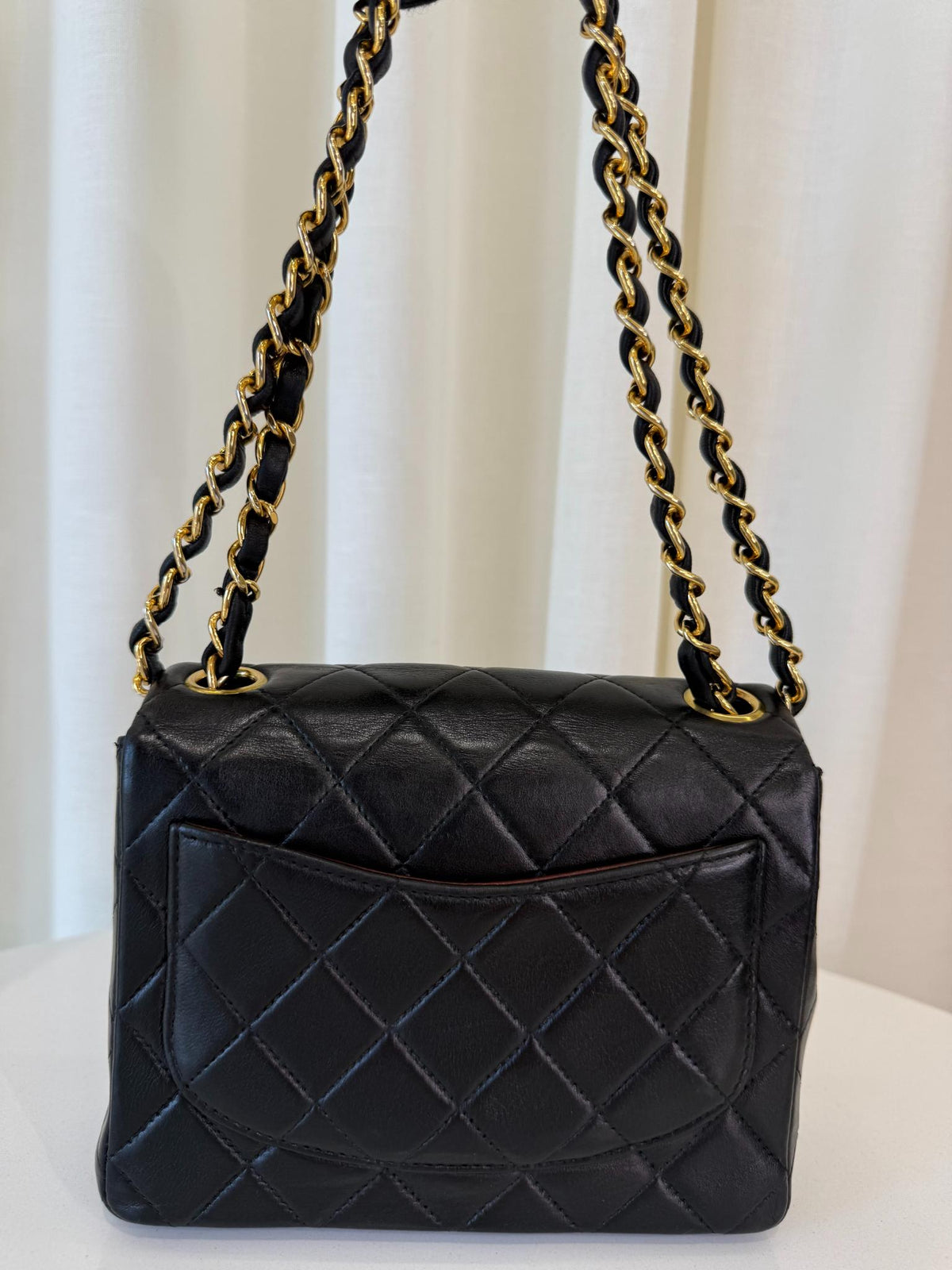 Chanel Classic Mini Square Black Quilted Lambskin Leather Flap Bag